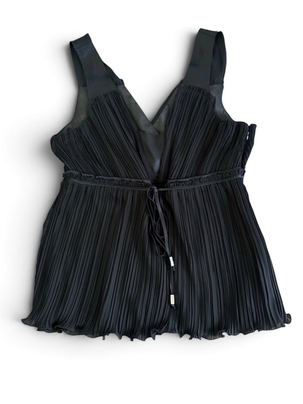WHITE HOUSE BLACK MARKET BLACK TANK TOP EMPIRE WAIST PLEATED FLOWY LINED NEW